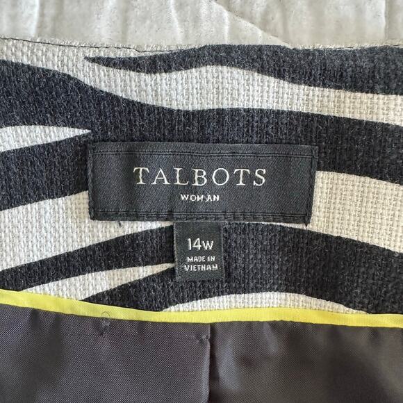 Talbots Women Plus Zebra Print Cotton Blend Collarless Longline Blazer Size 14W - Picture 4 of 13